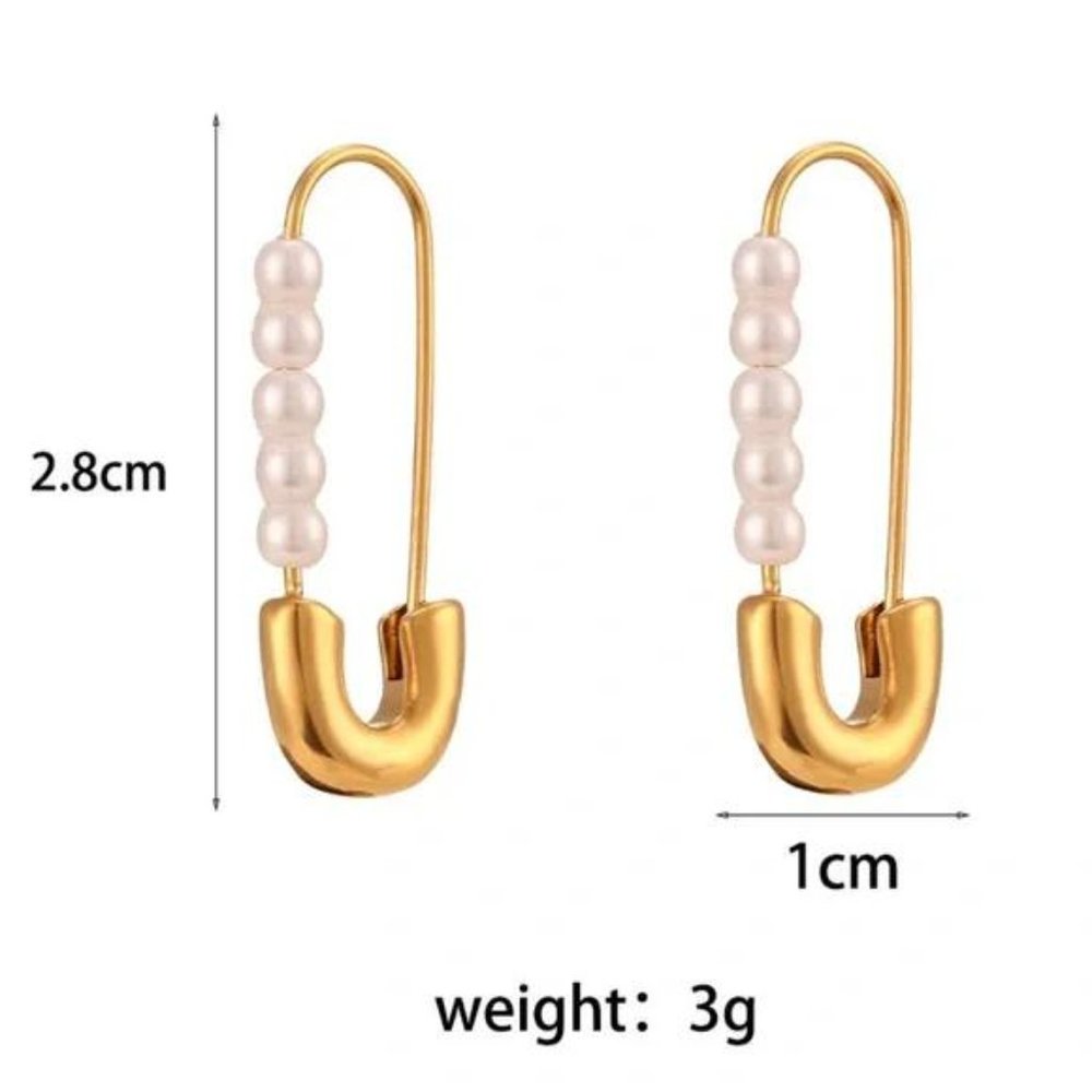 NEW 18K GOLD CLASSIC PEARL HOOP EARRINGS - Picture 6 of 6